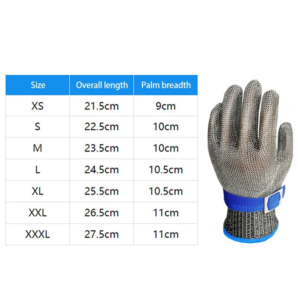 Stainless Steel Gloves Anti-cut Wear-resistant Slaughter Gardening Hand Protect Working Gloves Metal Mesh Butcher Kitchen Anti Cut Gloves Protective Gloves Safety Gloves