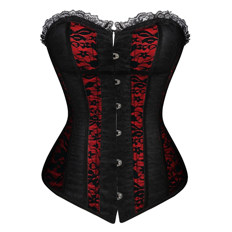 Corset Dresses for Women Plus Size Wedding Dress Red and Black Sexy Lace Up Corset Bustier Top Lace Skirt Gothic Corsets