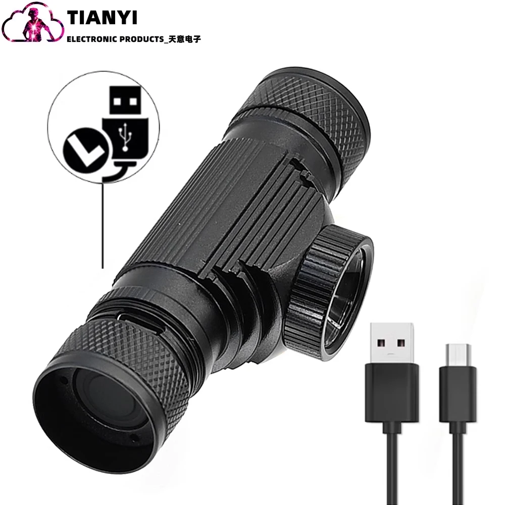 Oppladbar led-hodelykt usb-c ultrasterk vanntett 5 moduser_voghion.com