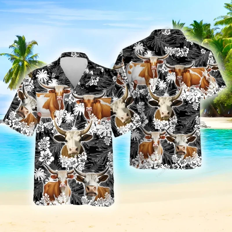 thumbnail image 5 of Camisas casuales con estampado 3D de anime de vaca hawaiana para hombre, ropa de moda de manga corta, disfraces, blusas de gran tamaño, camisas y blusas para hombre, 5 of 5