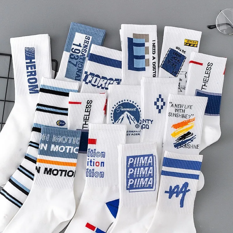 

Fashion Student Couple Stockings White Cotton Socks Mid-tube Sports Socks Summer Men's Socks Cycling Socks Wholesale 35-44 Size