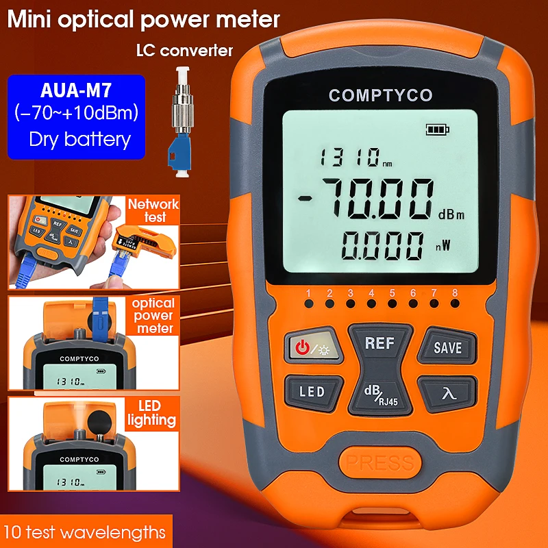 PAYEN AUA-M7/M5 Mini Optical Power Meter OPM Fiber Optical Cable Tester -70dBm~+10dBm SC/FC/ST Universal Interface Connector