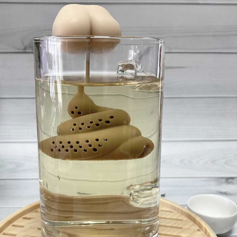 Reusable Tea Strainer Silicone Poop-shaped Brewing Medicine Spice Coffee Funny Filter Tea Leaf Infuser Office Kitchen