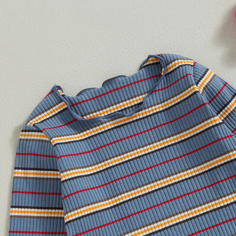 

Рубашка с длинным рукавом для маленьких девочек, повседневный топ с принтом в полоску, с принтом Салата, милые пуловеры