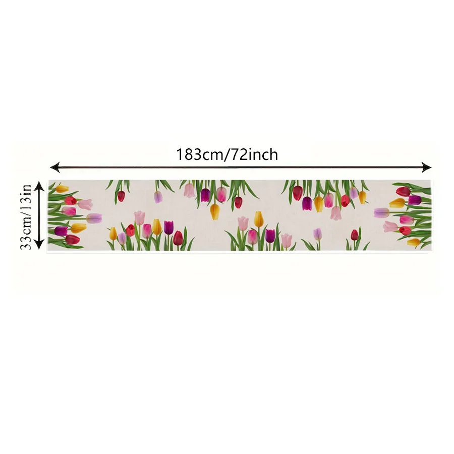 Easter Tulip Flowers Linen Table Runners Dresser Scarves Table Decor Spring Farmhouse Dining Table Runners Wedding Decorations 6