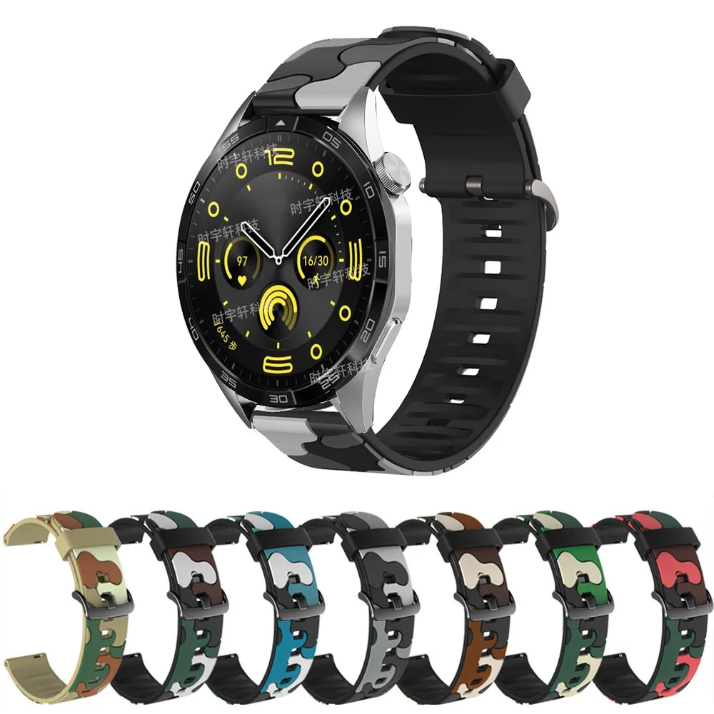 

Ремешок силиконовый для Huawei Watch GT 4 46 мм, камуфляжный браслет для наручных часов Huawei GT 2 Pro/GT 3 SE/GT Runner 2e, 22 мм