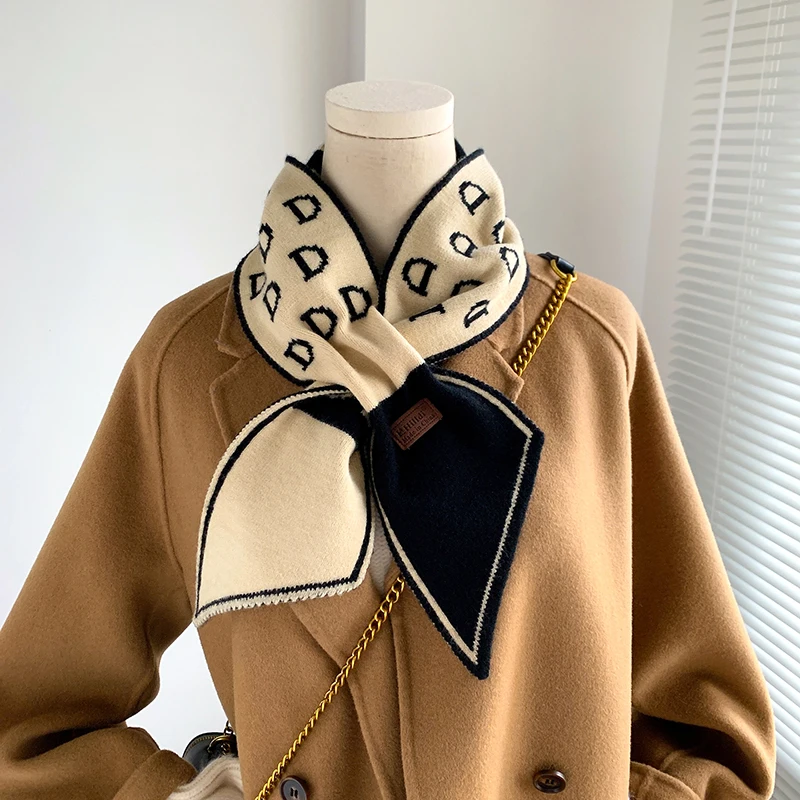 Design Kintted Scarf for Women Fashion Winter Warm Cashmere Neck Tie Lady Woolen Yarn Neckerchief Elasticity Skinny Scarves 2022 17