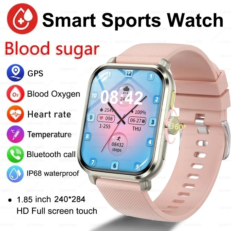 Hd Voice Call Women Smartwatch 1.85 ''Amoled Screen Full Touch Watch Ladies Heart Rate Monitor Della Glicemia Smart Watch Per Ios