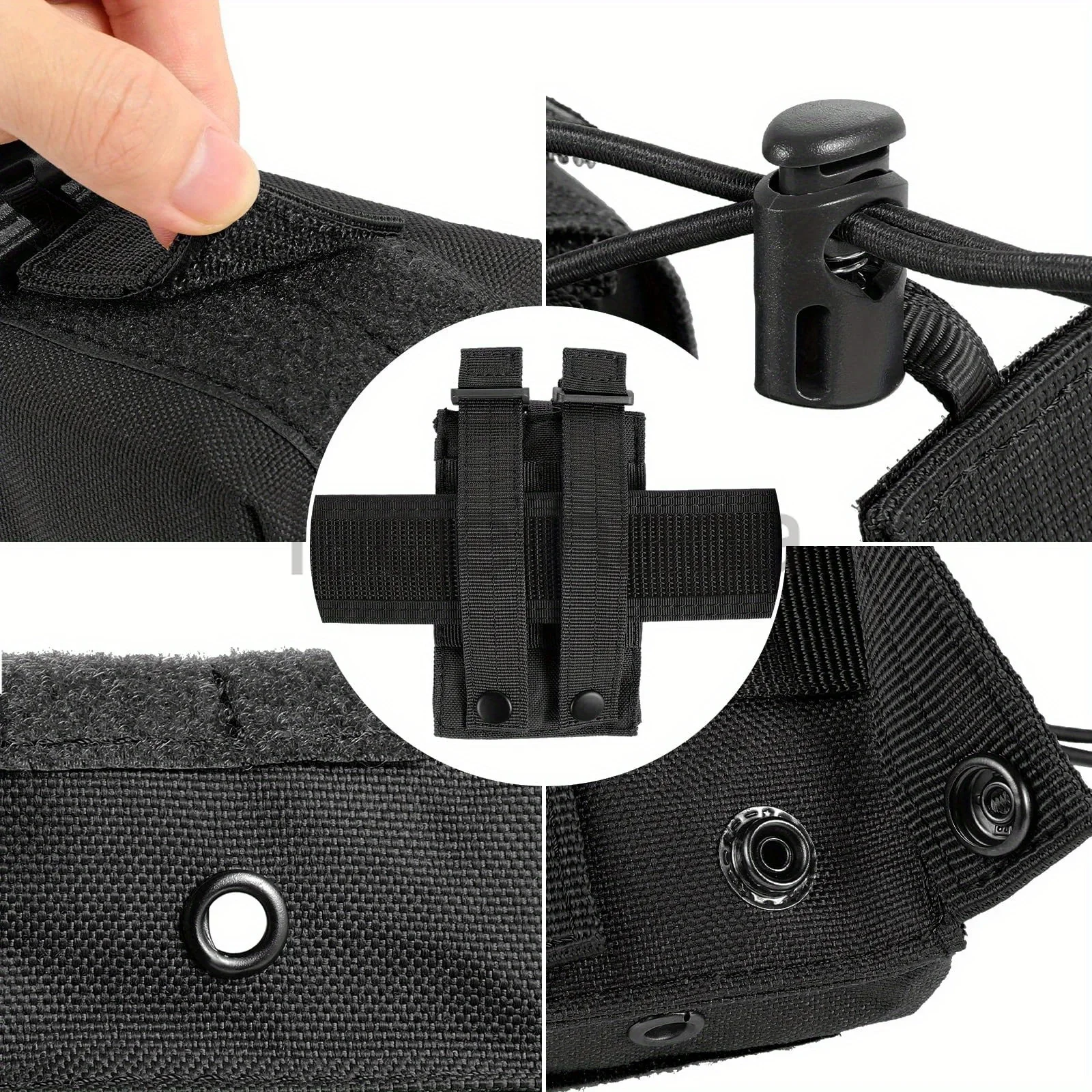 1000D Nylon Tactical Walkie Talkie Pouch Bag with Flag Portable Interphone Holster Molle Radio Carry Bag Camping Waist Pack