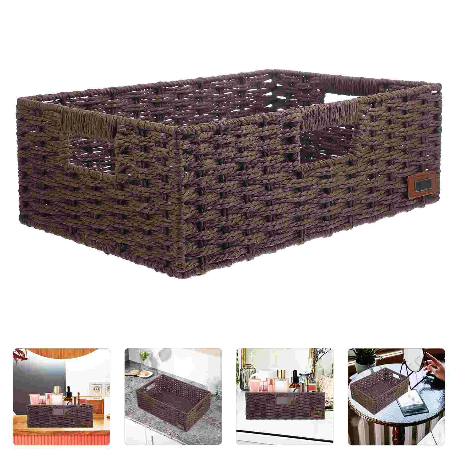 

Корзина для хранения с полыми ручками, Настольная корзина большой емкости для всякой всячины