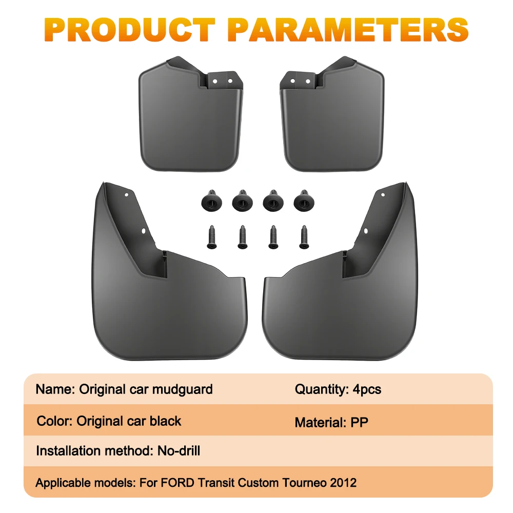4PCS 머드 가드 머드 플랩 펜더 스플래시 가드 포드 트랜짓 커스텀 투르네오 2012-2023 전면 후면 녹 방지 자동차 액세서리