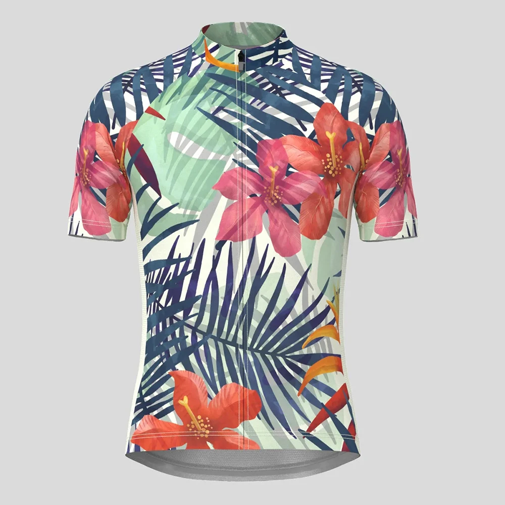 

Classic Tropical Plants Hawaii Cycling Jersey Short Sleeve Bike Shirt Bicycle Wear Mountain Road Clothes Breathable MTB Clothing