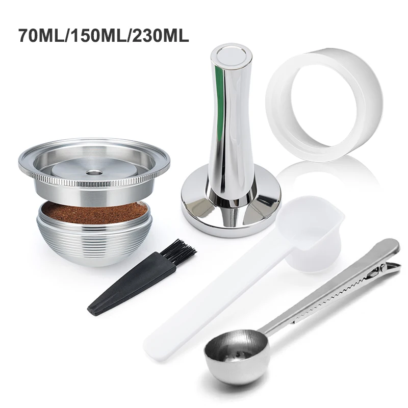 Cialde Di Caffè Ricaricabili In Acciaio Inossidabile Compatibili Per Nespresso Vertuo Plus Delonghi Env150 Tamper Filtro A Capsula Riutilizzabile