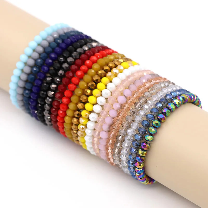 Frau Armband Bunte Kristall Perlen Elastizität Armbänder Großhandel Zubehör Geschenke für Weibliche Mädchen Freundschaft Schmuck – Detail 1