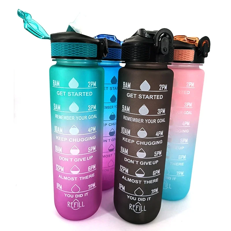 1 Liter Motivational Sport Water Bottle Leakproof Drinking Bottles Outdoor Travel Gym Fitness Jugs For Kitchen