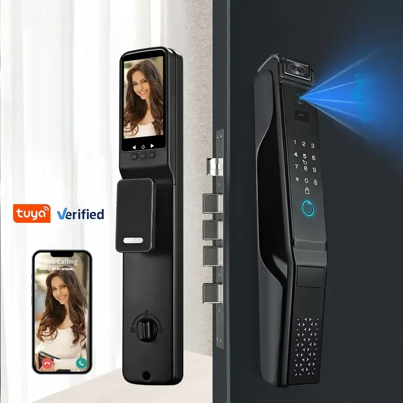 Visual Intercom Samrt Door Lock Palm Vein Fingerprint Code Unlock Tuya Wifi Digital Electronic Lock Intelligent For Home Doors