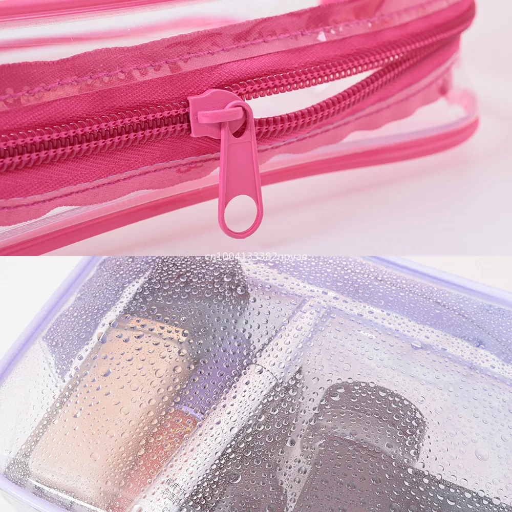 PVC Travel Storage Bag Cosmetic Bags Waterproof Transparent Cases Large Capacity Plastic Zipper Wash Bag Portable Make Up Pounch 4