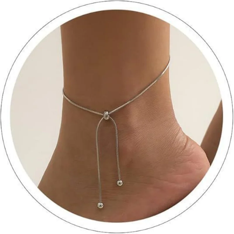 Fashion Cubic Zirconia Geometric Pendant Anklets Women INS Trendy Beach Accessories Hawaii Party Gift Jewelry RAKOL