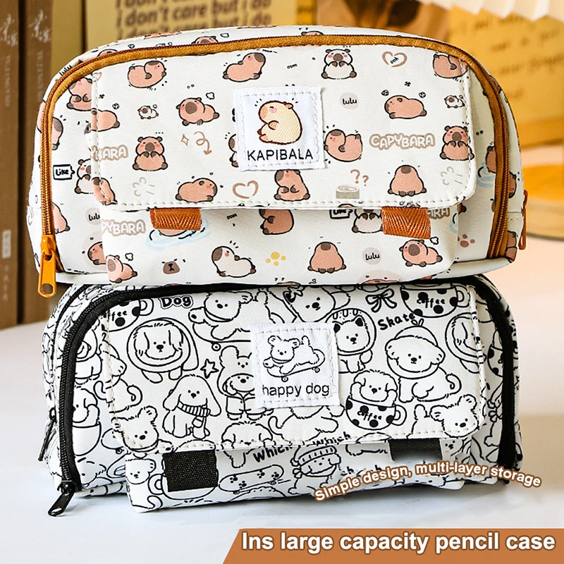 Astuccio Capibara Kawaii: Capientissimo E Personalizzabile Con Spilla, Adesivi E Ciondoli - Perfetto Per Scuola E Ufficio