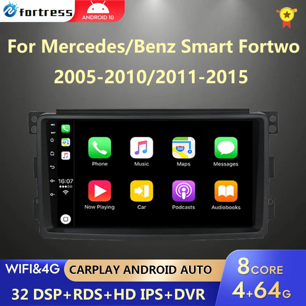 Carplay Android 11 Per Smart Fortwo W451 2006 ~ 2016 Stereo Radio Video Wifi Carplay Map Gps Nav Navi Navigation Multimedia No Dvd