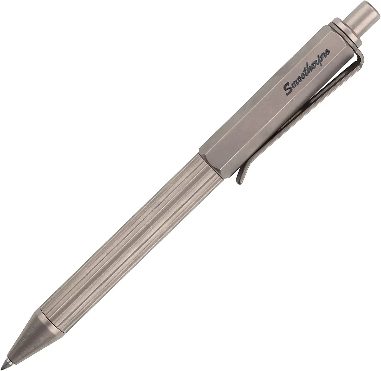 SMOOTHERPRO Titanium Click Push Retractable Gel Pen Machined Pen