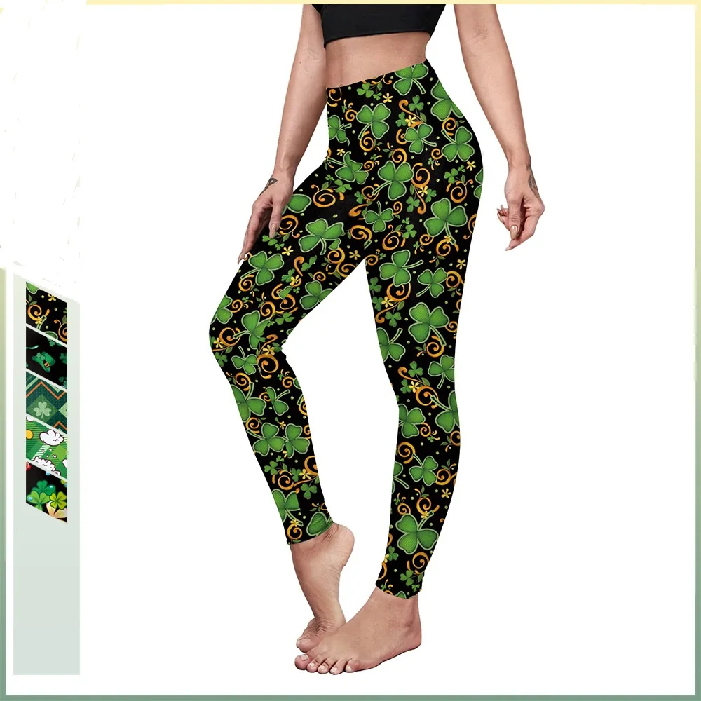 

B230-1161-1165 Irish Festival Series Pants Women Clothing Clover Green Digital Print Yoga Pants Saint Patrick's Day Leggings