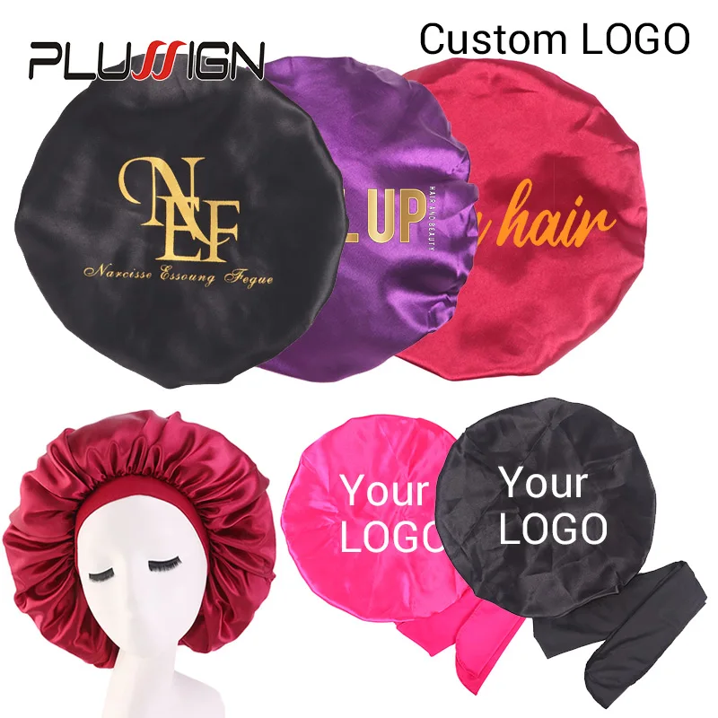 Satin bonnet Queen Hot Pink Hair Silk Satin Bonnet With Tie Sleep Night Cap With Wide Stretchy Band For Women