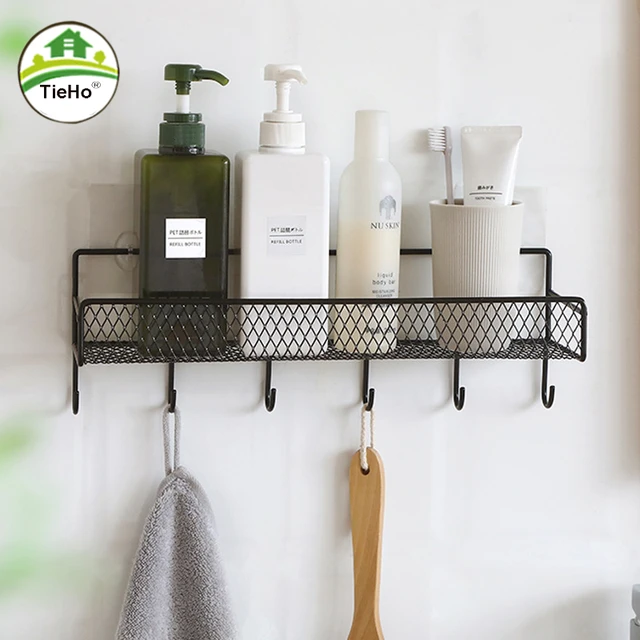 Floating Bathroom Shower Shelf No Drill / Damage Wall Mounted Clear  Invisible Renter Friendly for Living Room Black - AliExpress