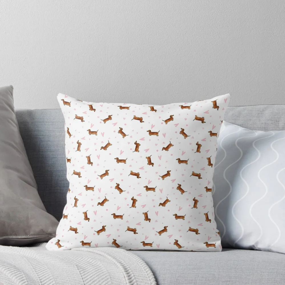 

Dachshund Pattern - White Throw Pillow luxury decor covers for pillows autumn decoration Plaid Sofa