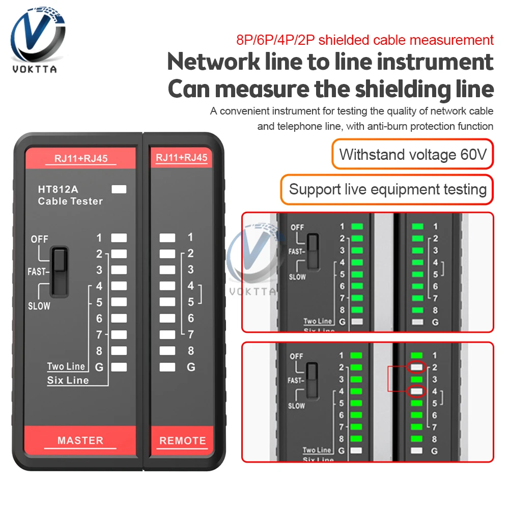 Network Cable Tester HT812A UTP LAN Cable Finder RJ45 Network Tester LAN Alignment Meter Line Checker network cable tester