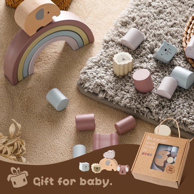Bite Bites Wooden Cartoon Baby Elephant Balance Beam Educational Toy Children Building Balance Toy Kids Holiday Gifts 4