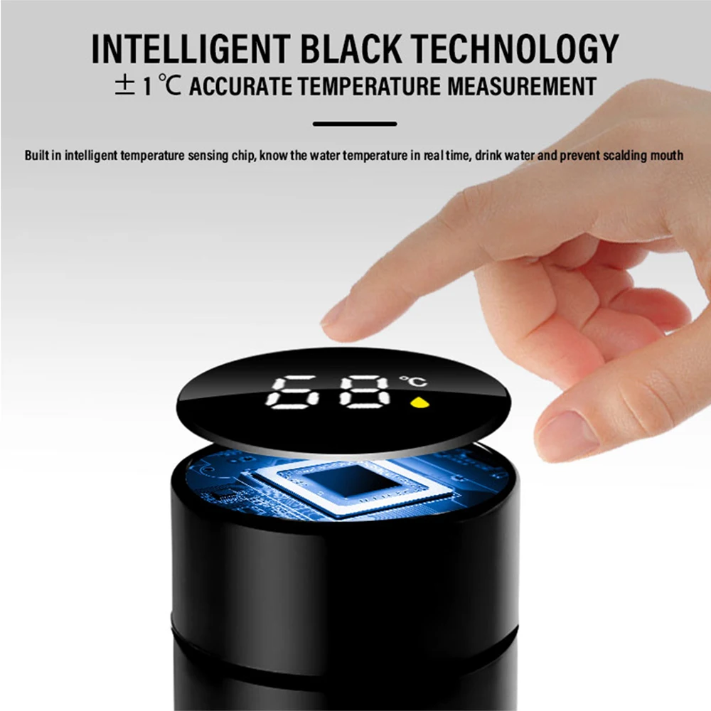 Car 500ml Smart Thermo Mug Drink Flask Temperature Display For MG ZS 5 7 6 Cyberster MG4 EV ES5 HS ONE GT GS MG3 EZS 3SW Scorpio