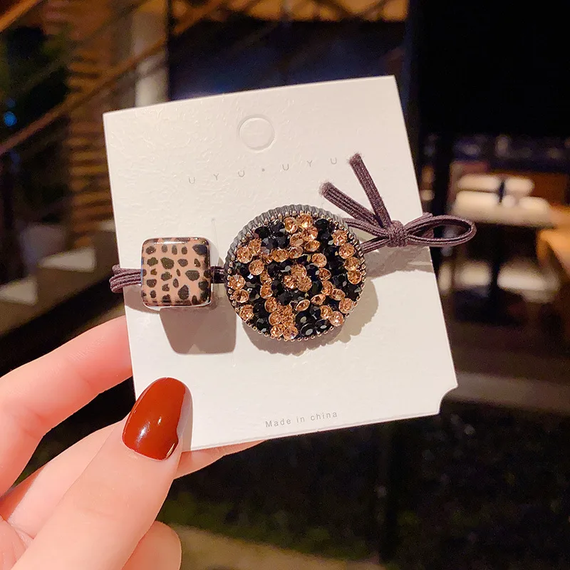 

Trendy fashion hair accessories, new diamond sparkling leopard print hair ring, Internet celebrity cute headwear