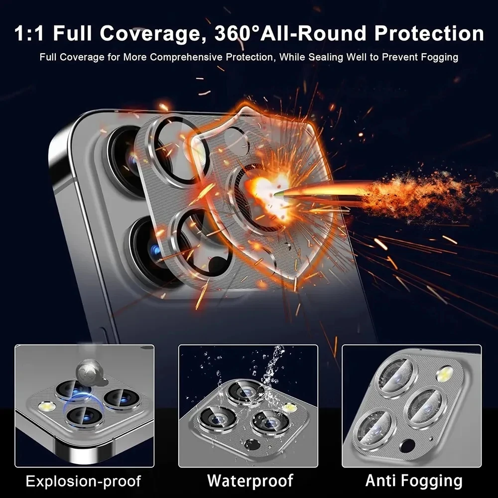 Enhanced Full Cover Metal Camera Lens Protector with Tempered Glass