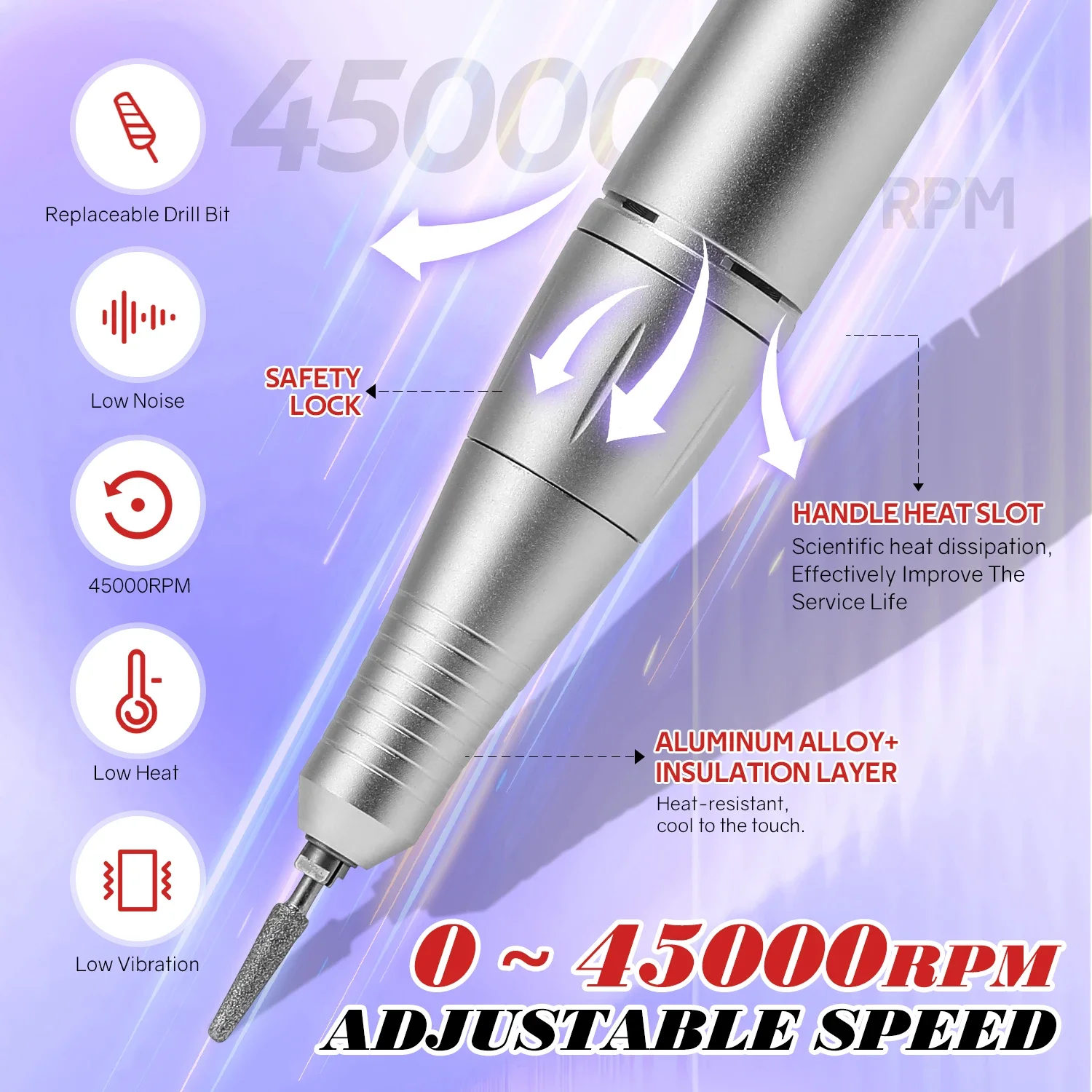 다이아나뷰티 45000RPM 전문가용 충전식 전동 네일 드릴 머신 휴대용 네일 파일 아크릴 젤 네일 제거용