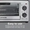 4 Slice Multi-Function Countertop Toaster Oven with Bake Toast Broiler 1100W Timer Auto-Shutoff Bake Pan Oven Rack Stainless 4