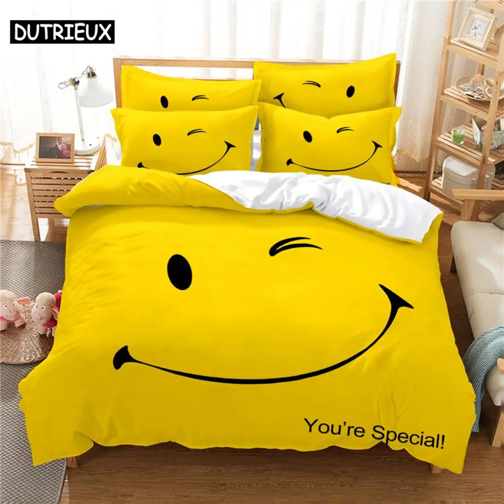 

3D Smiley Bedding Set Queen Bedding Duvet Cover Set Bedding Set Bed Cover Cotton Queen Bedroom Bed Cover Set Bed Set Bedding
