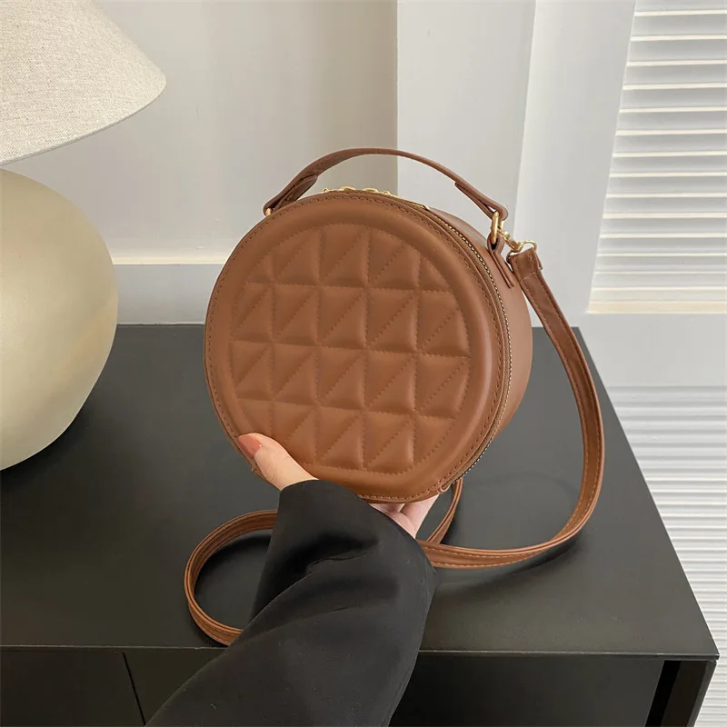 Niche Design Rhombus Handbag Small Round Crossbody Bag New Women's Fashion Shoulder Bag Casual Personality Female Crossbody Bag