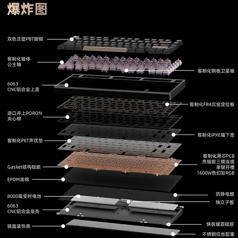 Sc Bridge75 무선 기계식 알루미늄 키보드, 3 가지 모드, RGB 맞춤형 긴 내구성 키보드, 선형 자기 스위치