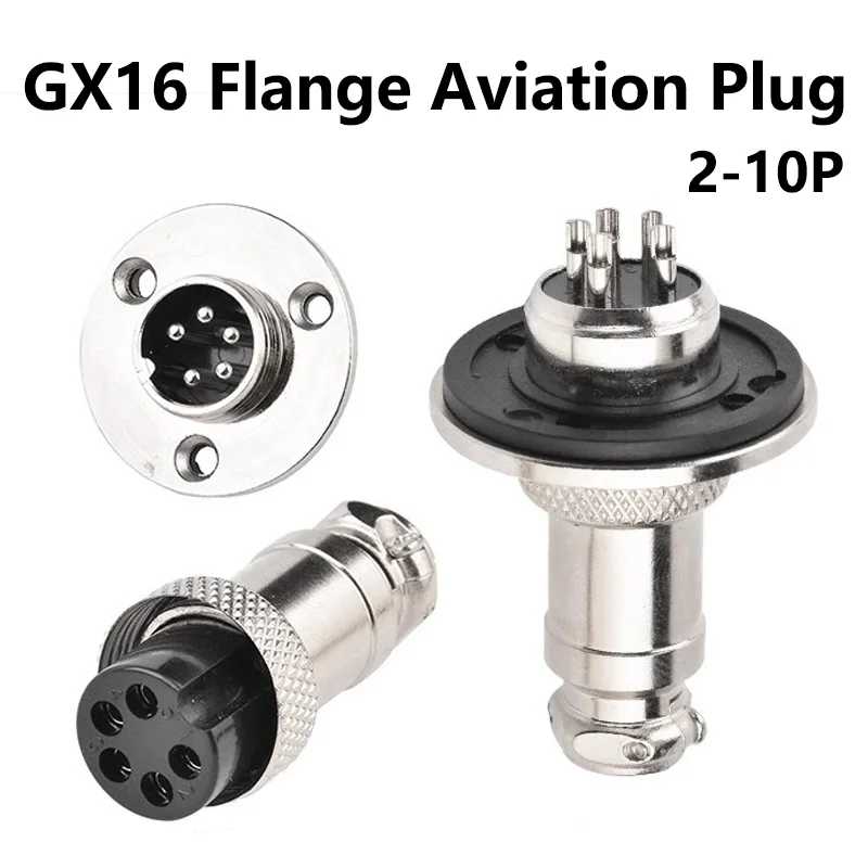 5/20/100PCS GX16 2 3 4 5 6 7 8 9 10pin Flange Mounting Fixing 3-Hole Aviation Connector Plug&Socket Circular Connectors