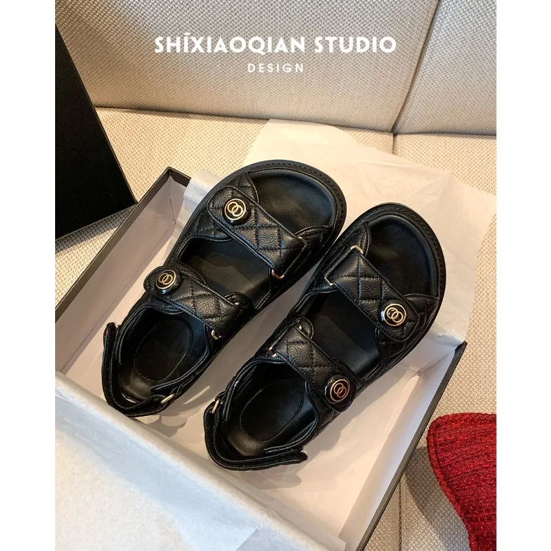 

Xiaoxiangfeng Sandals Women's 2023 New Fairy Fashion Velcro Summer New Versatile Flat Bottom Women's Shoes