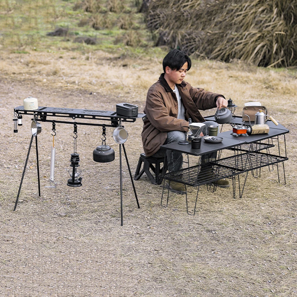 Camping Hanging Rack Top Plate Foldable Storage Table Top Board High Strength Bending with Hanging Hole for BBQ Picnic Hiking