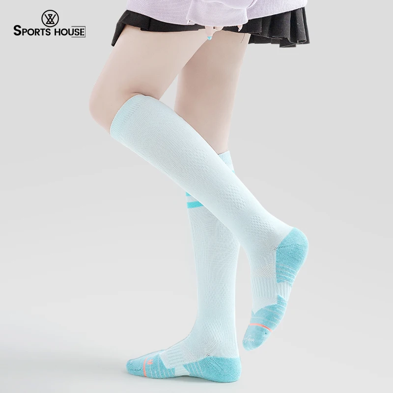 SPORT'S HOUSE Spring and summer pressure stockings for women Anti-slip absorbent breathable casual fashion slim leg sports socks