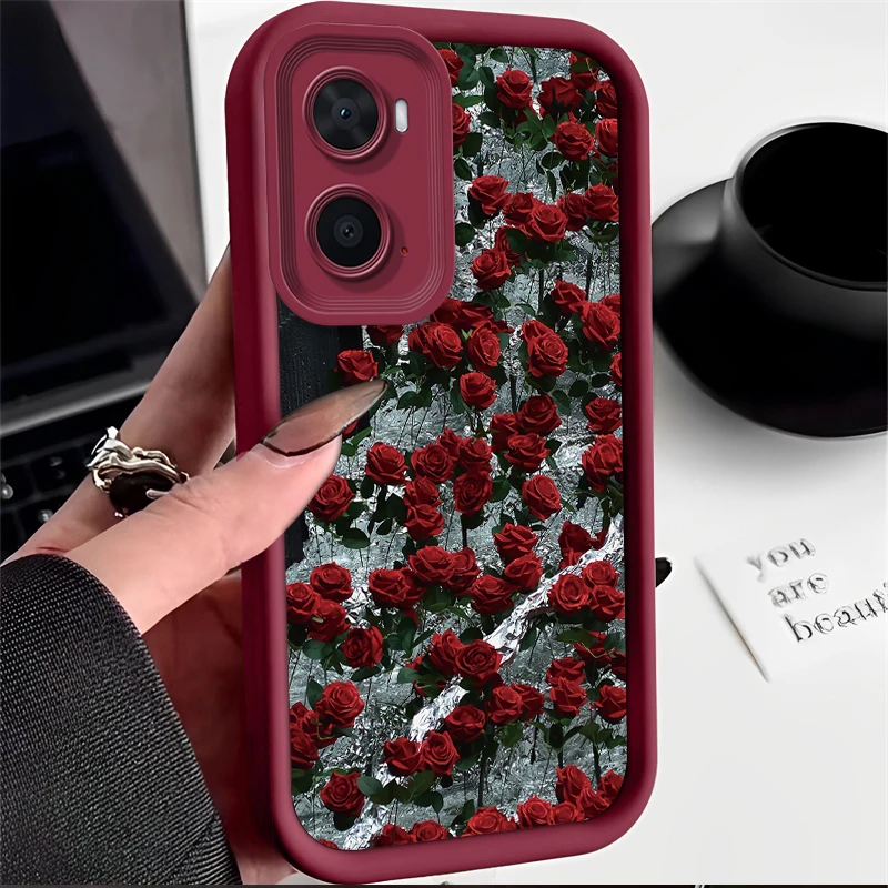 Elegant Rose Flower Silicone Phone Case – Protective Cover with Camera Protection