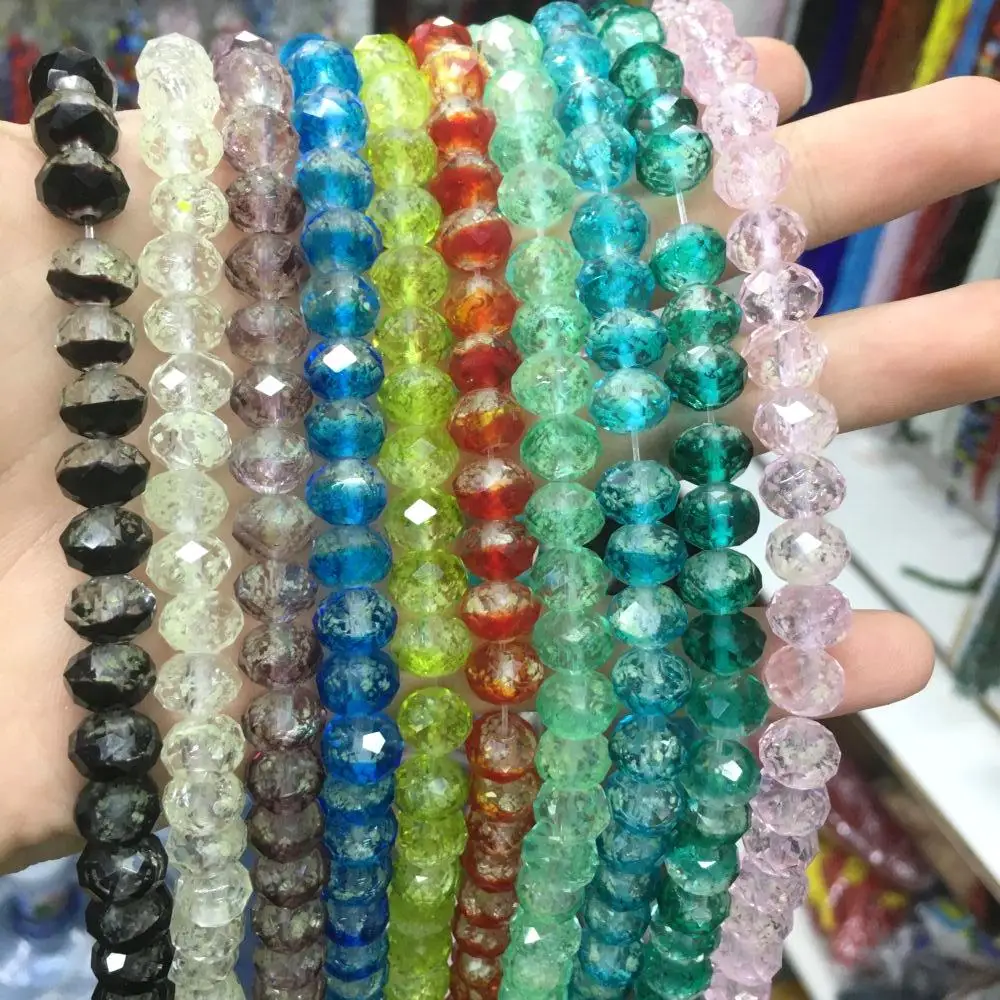 Double Color Glass Faceted Waist Bead Cute Lampwork Glass Loose Beads For Jewelry Making DIY Bracelet Necklace Accessroeis