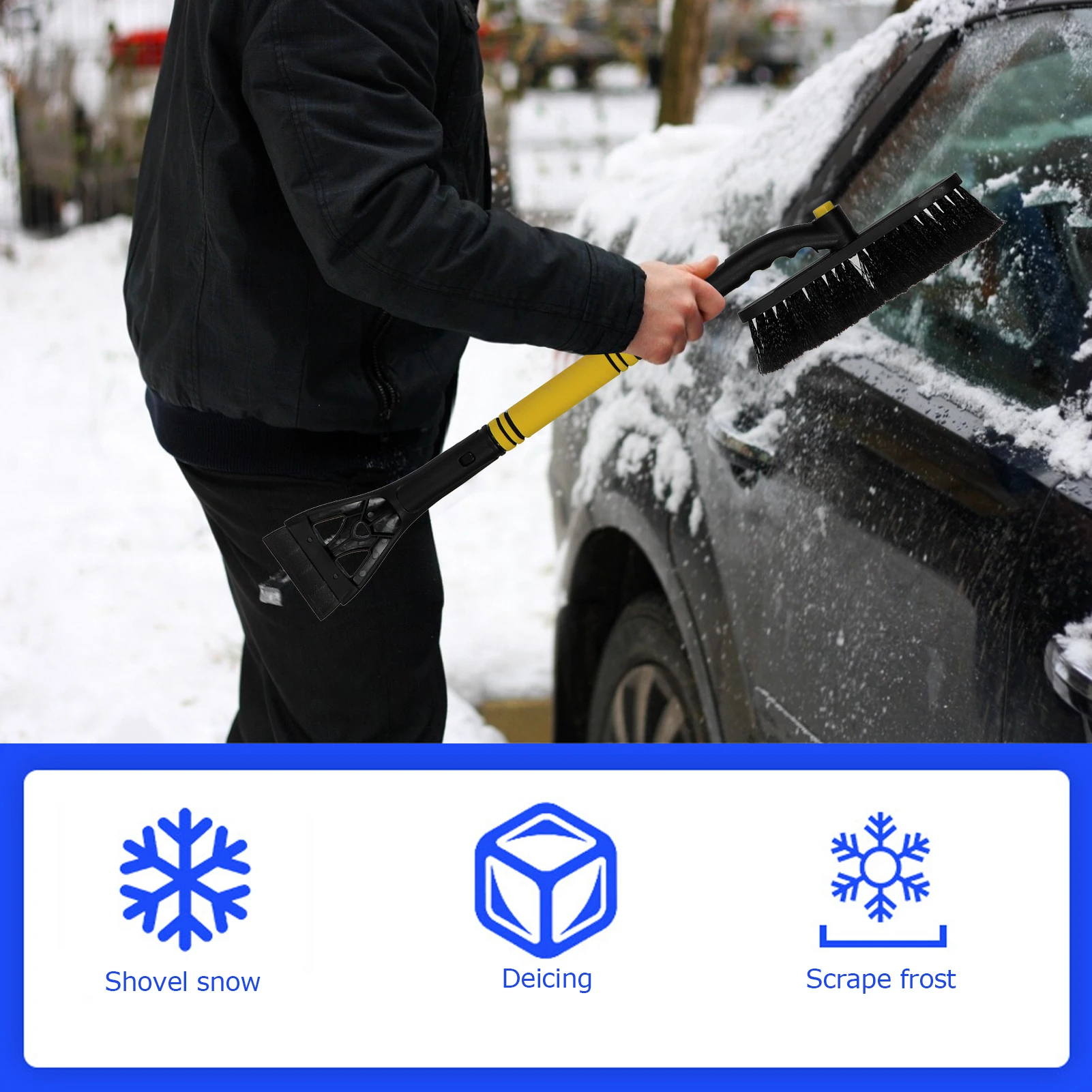 

3‑in‑1 Multifunction Extendable Car Vehicle Ice Scraper Snow Brush Shovel Removal Cleaning Tools Car Snow Removal Snow Brush