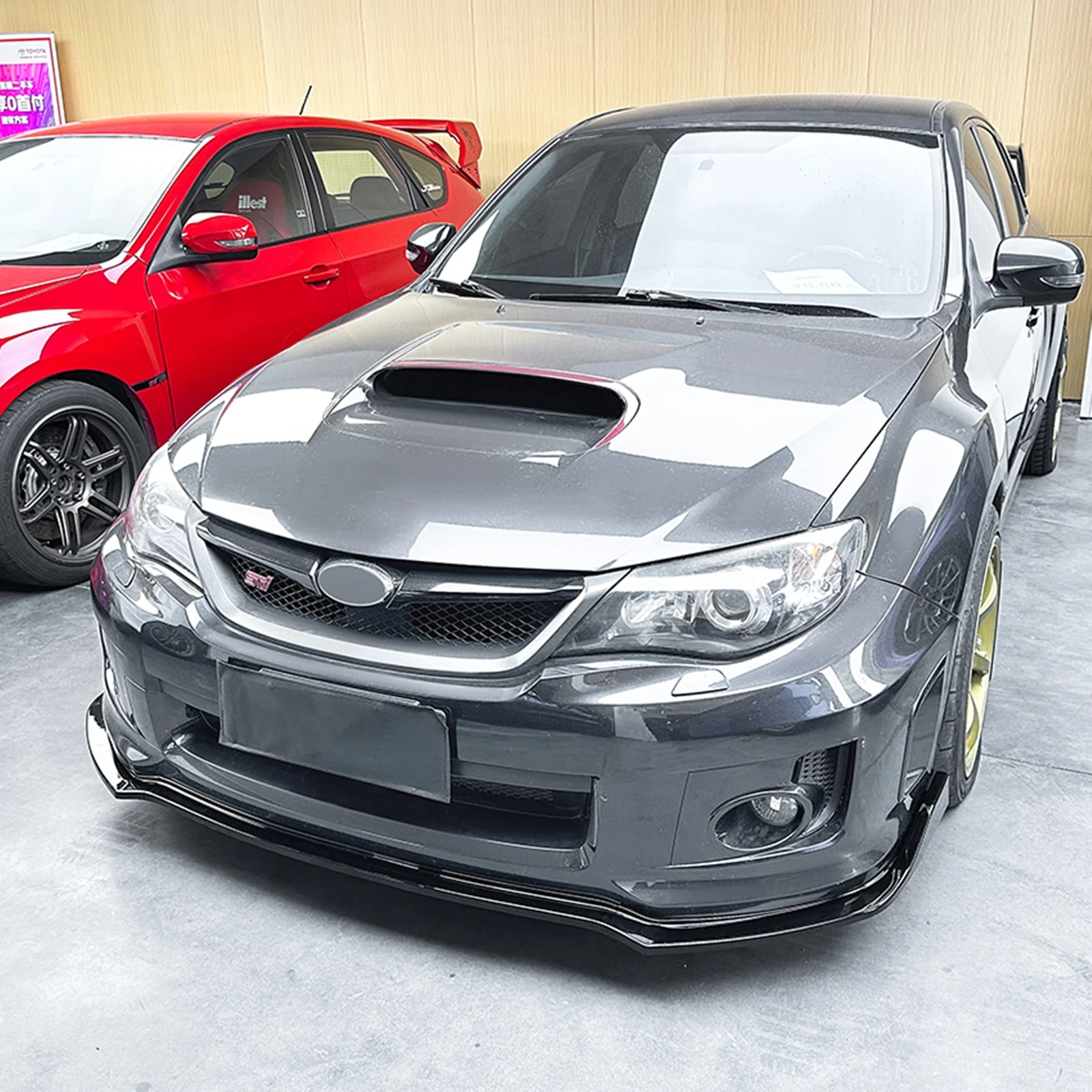 Front Bumper Spoiler Lip For Subaru Impreza WRX STI 2011 2012 2013 2014 Carbon Fiber Look/Gloss Black Car Lower Splitter Blade