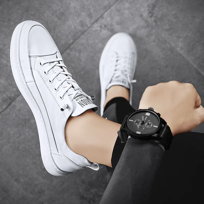 Designer White Leather Shoes Mens Casual Sneakers Man Tenis Summer