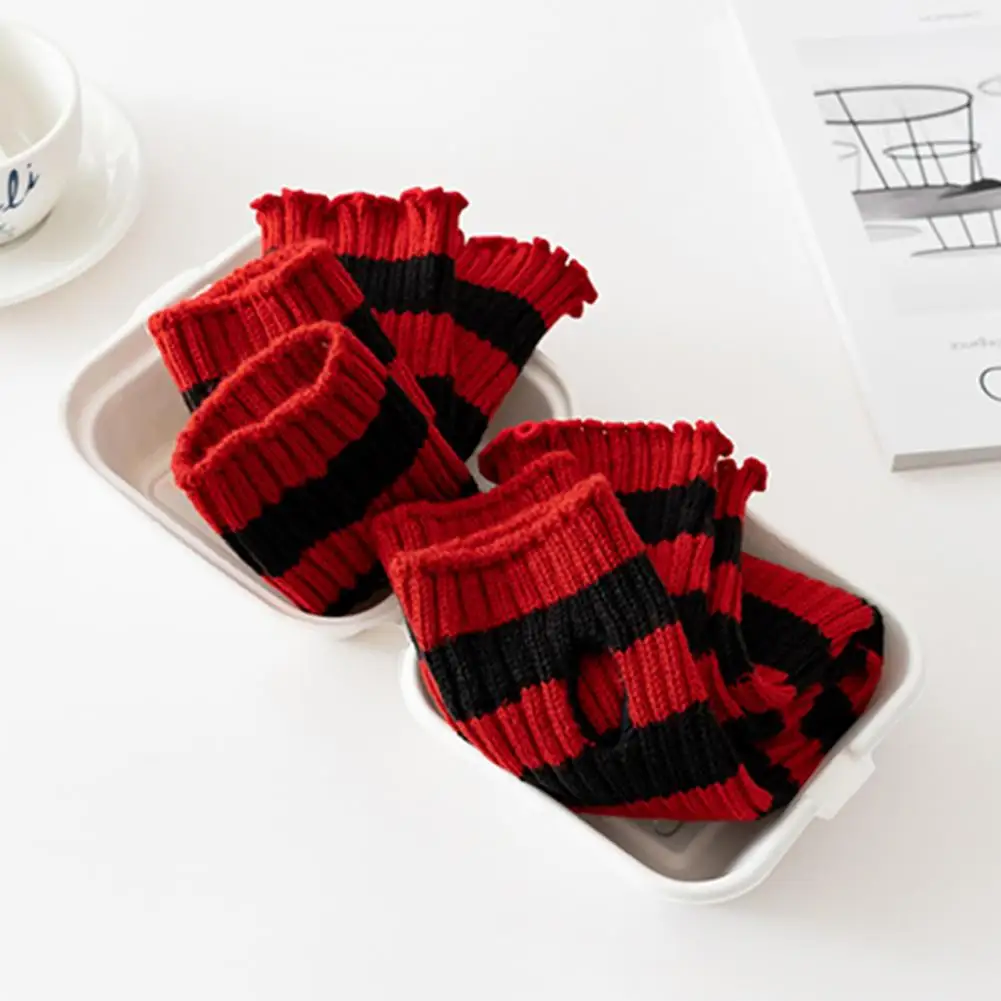 小物 rurumu: multi stripe arm warmer uxcell Women's Knitted Fingerless Printed Elbow Length