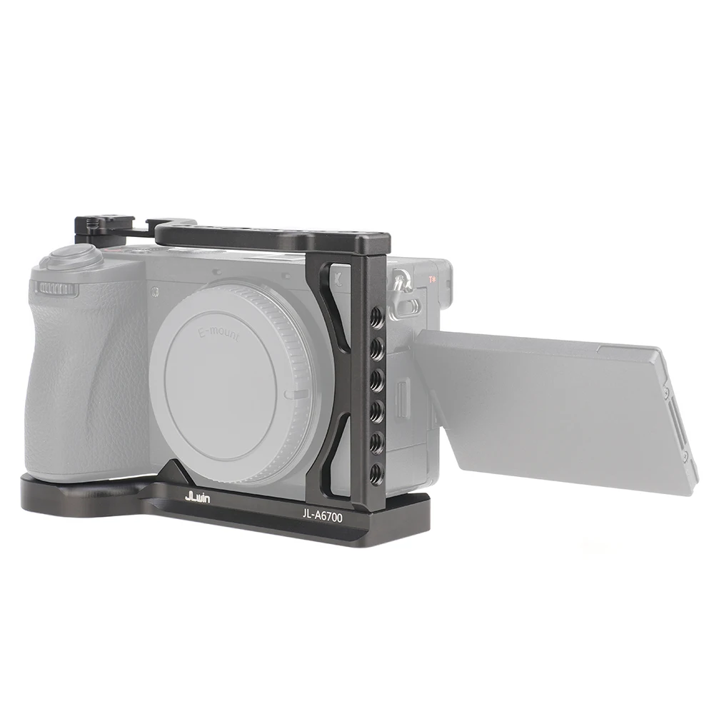 FOTGA Handheld Camera Cage Kit Protective For Sony A6700 1/4'' Threaded Hole Cold Shoe Mount For Arca Tripod Quick Release Plate